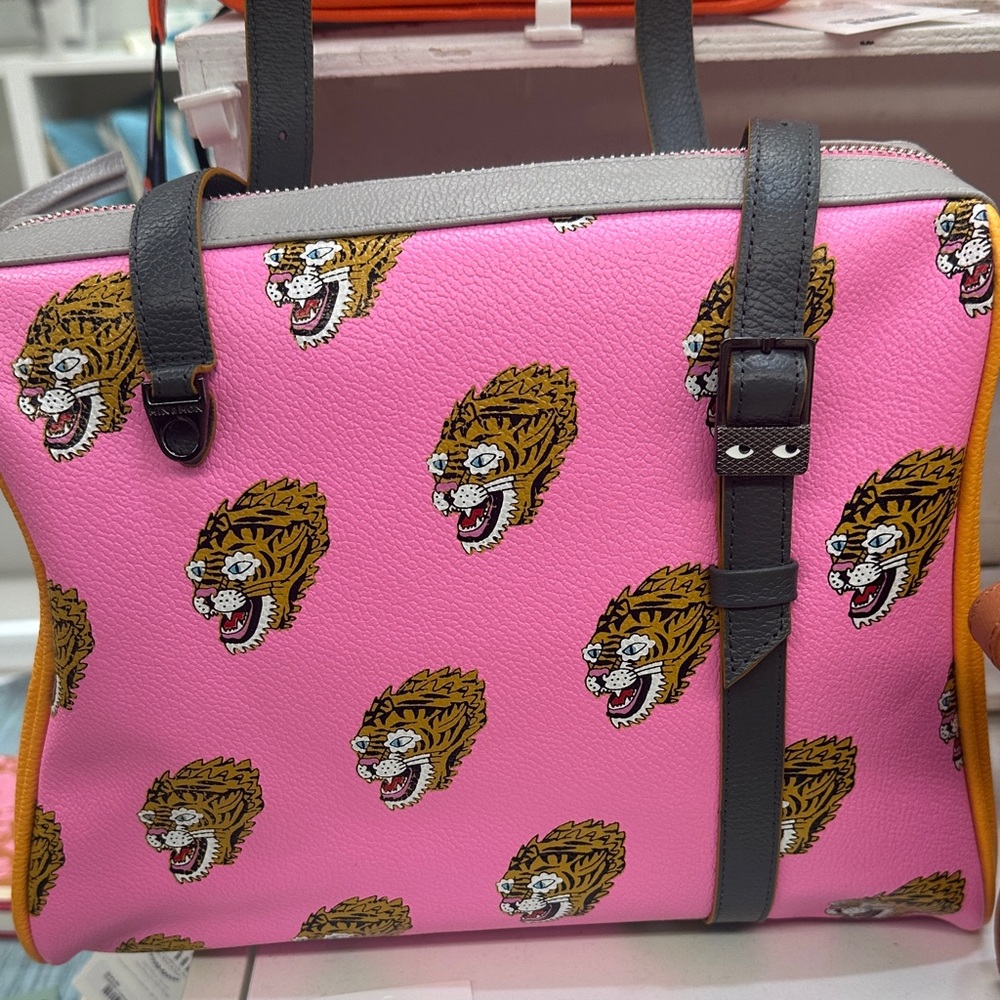 Esther Satchel Leather Pink Tiger Print Women's Bag